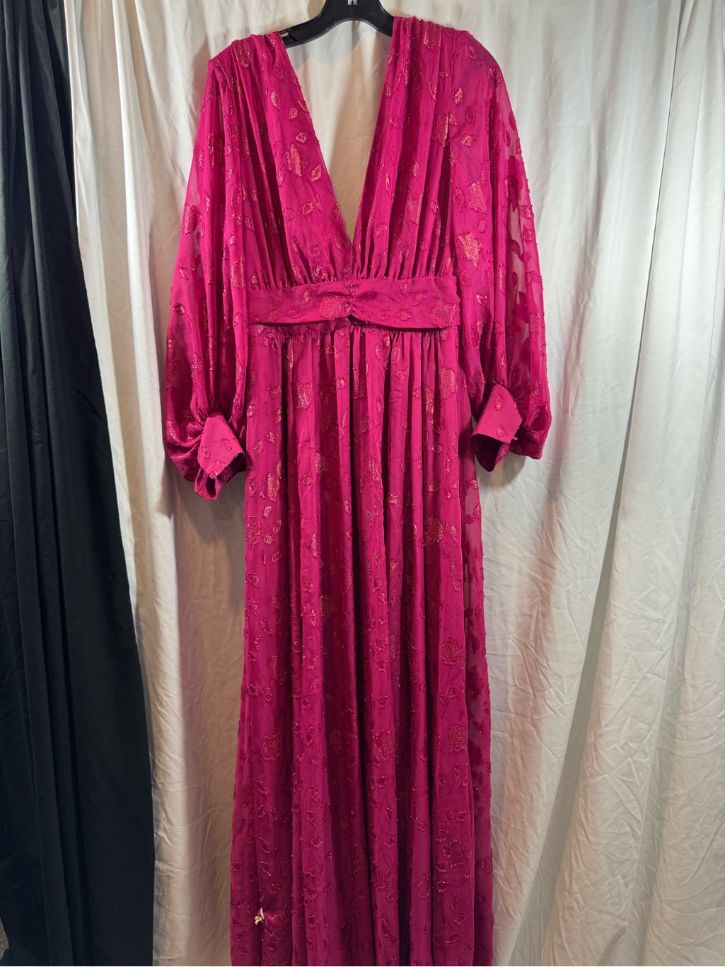 One 33 Plunge V-Neck Fuchsia Maxi Dress 8